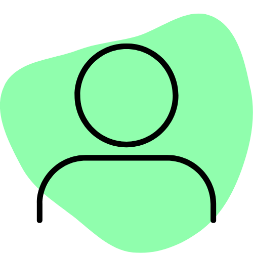 Person graphic with light green blob background