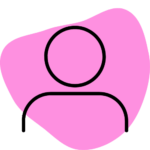 Person graphic with purple blob background